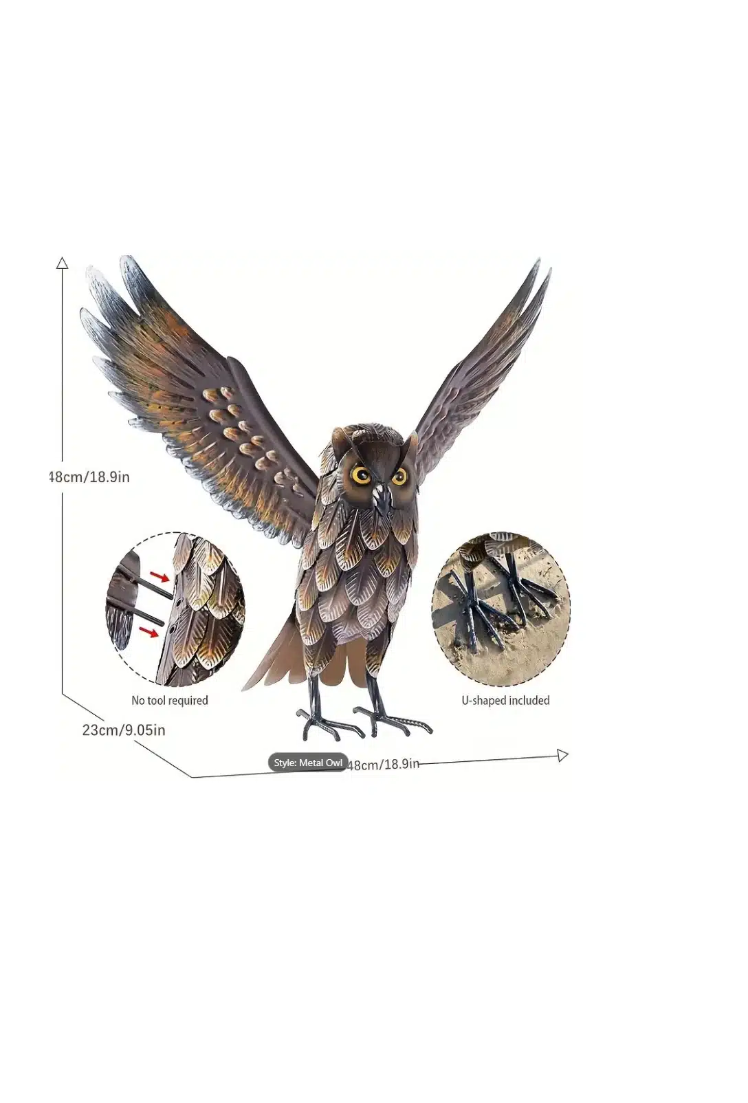 Metal Owl bird deterrent